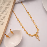 Shine Finish Floral Golden Necklace Set