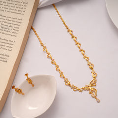 Shine Finish Floral Golden Necklace Set