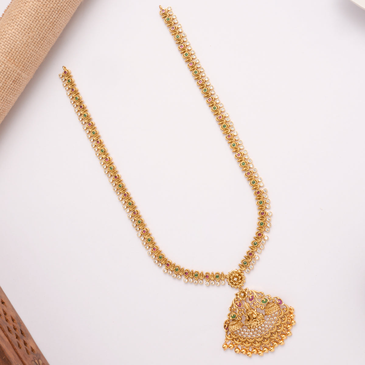 Elegant Floral Golden Pendant Haram