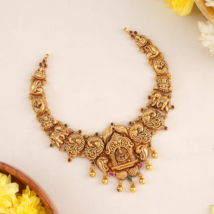 Antique Temple Lakshmi with Peacock Necklace