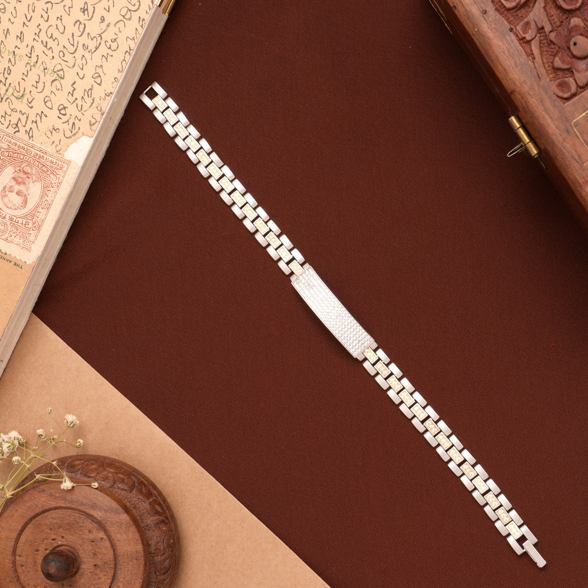 Premium Stone Silver Bracelet for Men