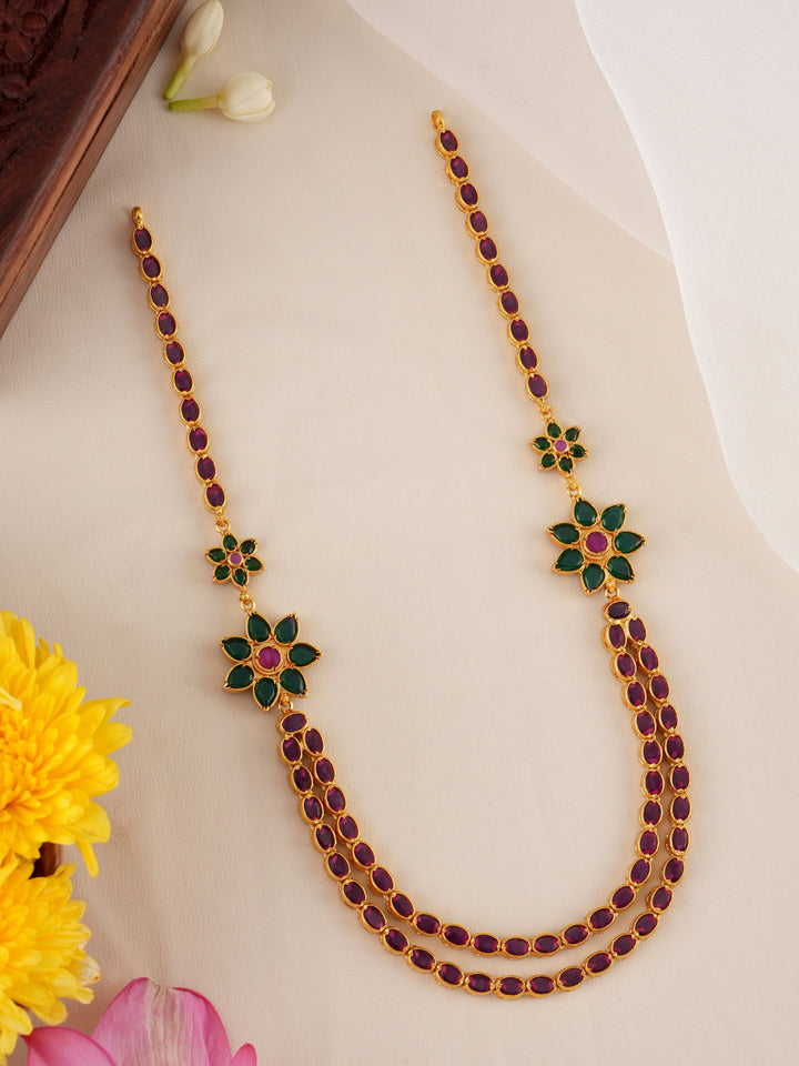 Dual Side Ruby and Emerald Stone Necklace