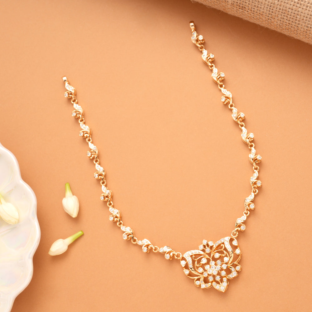 Elegant Butterfly Design Floral Golden Necklace