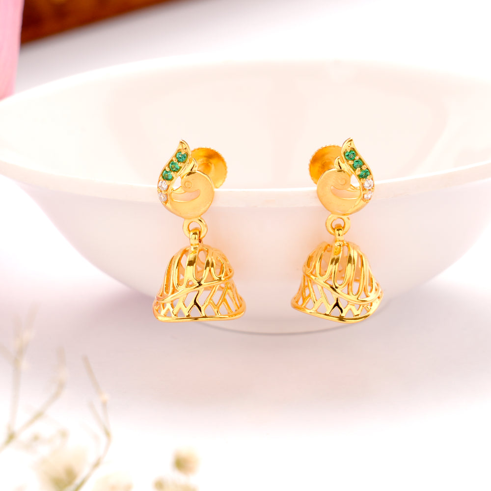 Peacock Design Green Stone Golden Kammal