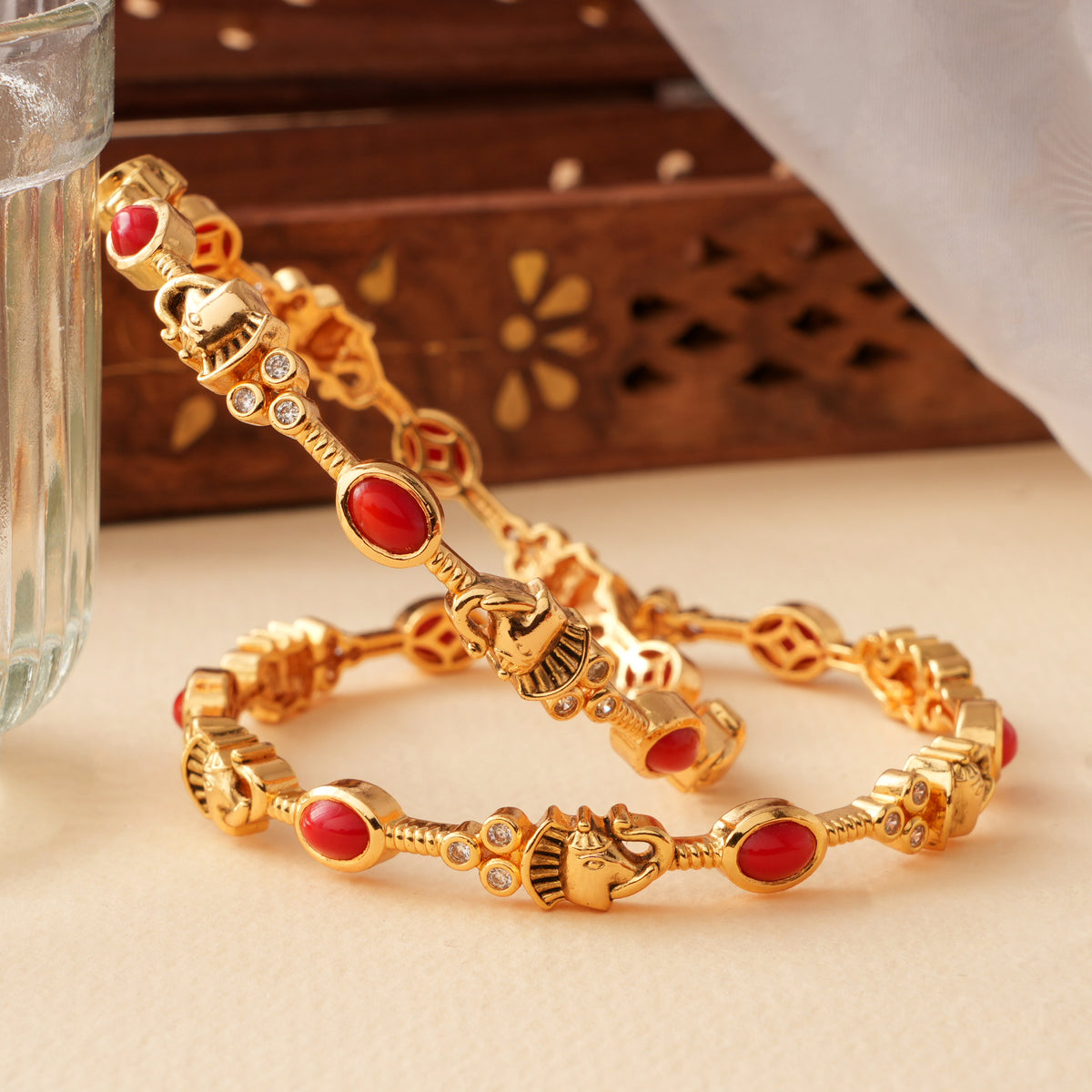 Antique Unique Elephant Pattern Coral Bangle
