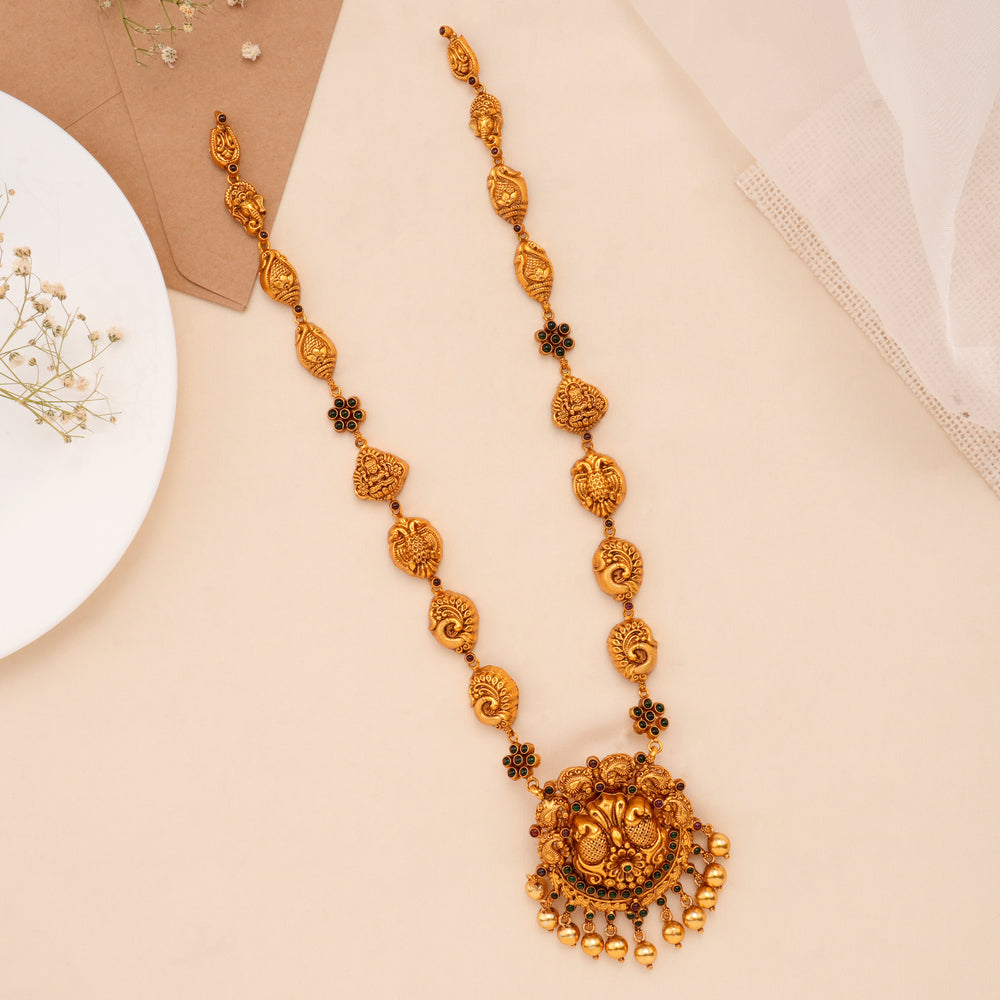 Lakshmi Vinayagar Peacock Design Golden Haram