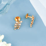 Classic Branch Leaf Pattern Diamond Earring