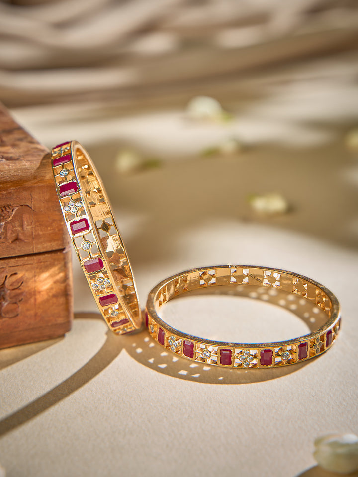 Stone Red and White Bangle