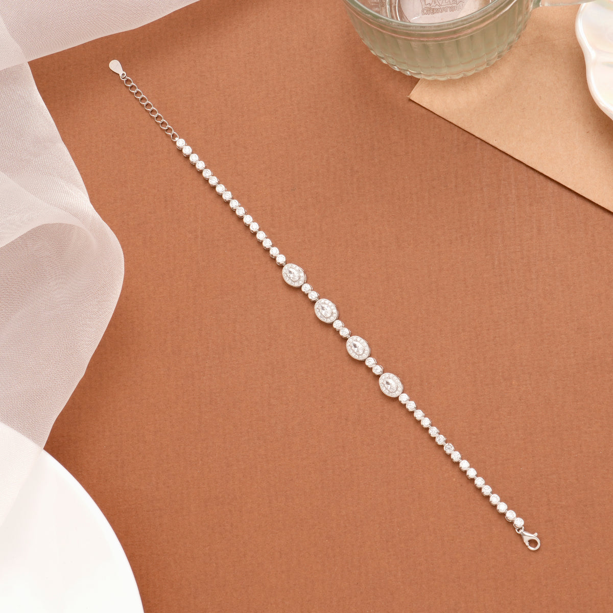 Sparkling White Stone Silver Women’s Bracelet