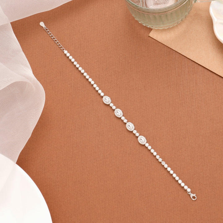 Sparkling White Stone Silver Women’s Bracelet