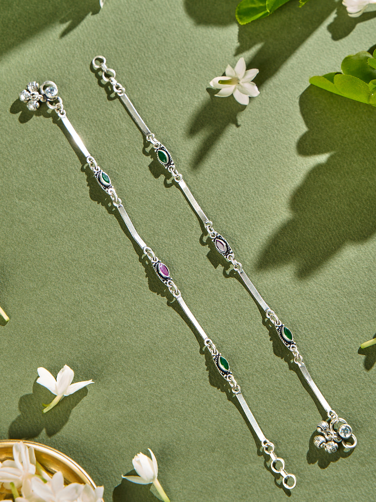 Ruby Emerald Line Symphony Anklet