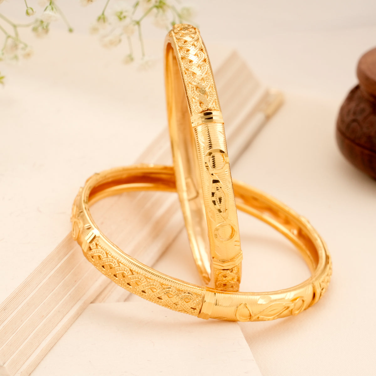 Blossom Spiral Design Gold Plated Bangle