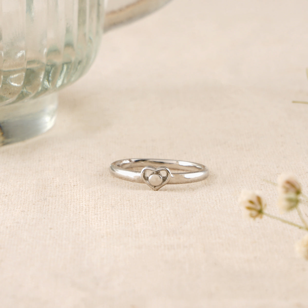 Trendy Single Heart Silver Baby Ring