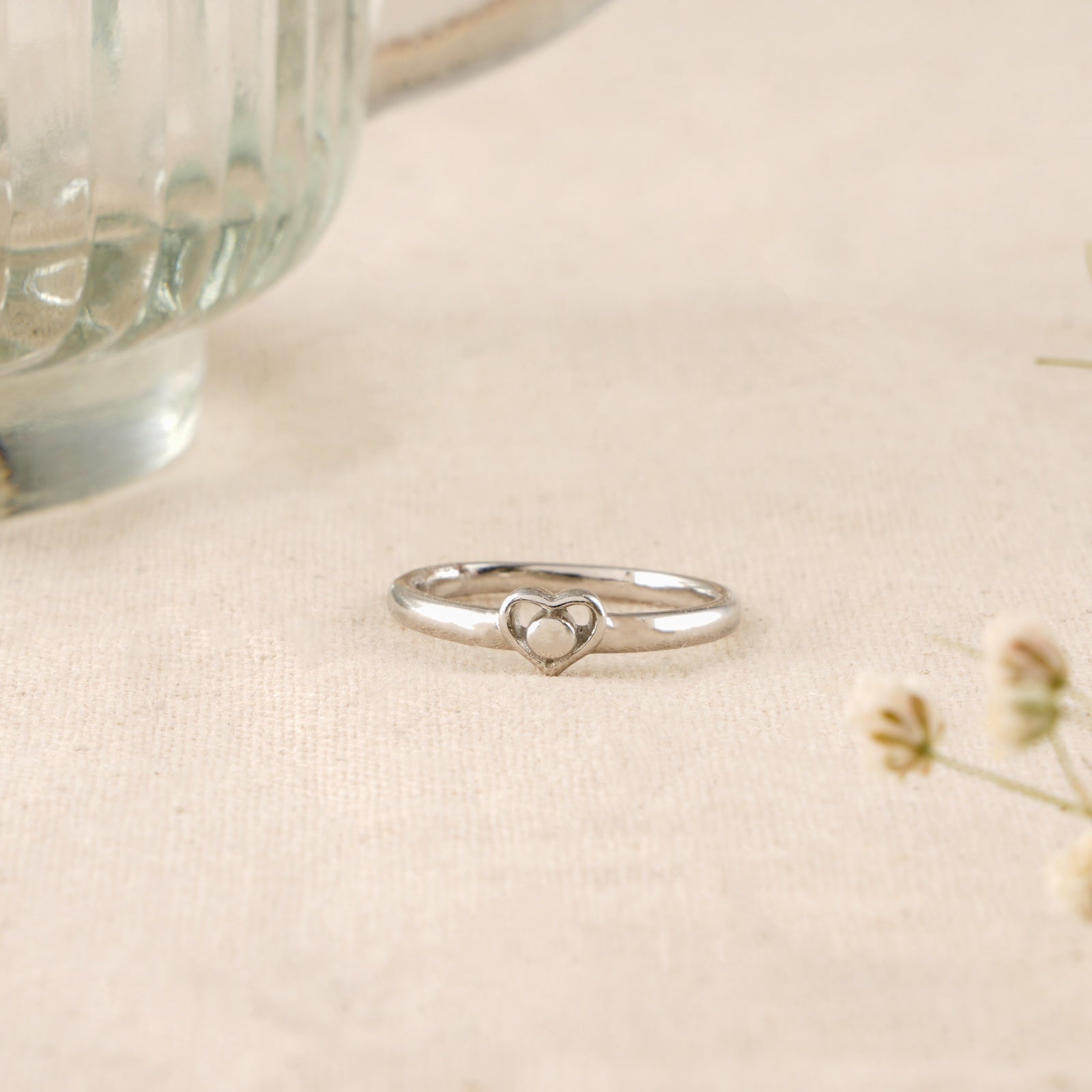 Trendy Single Heart Silver Baby Ring