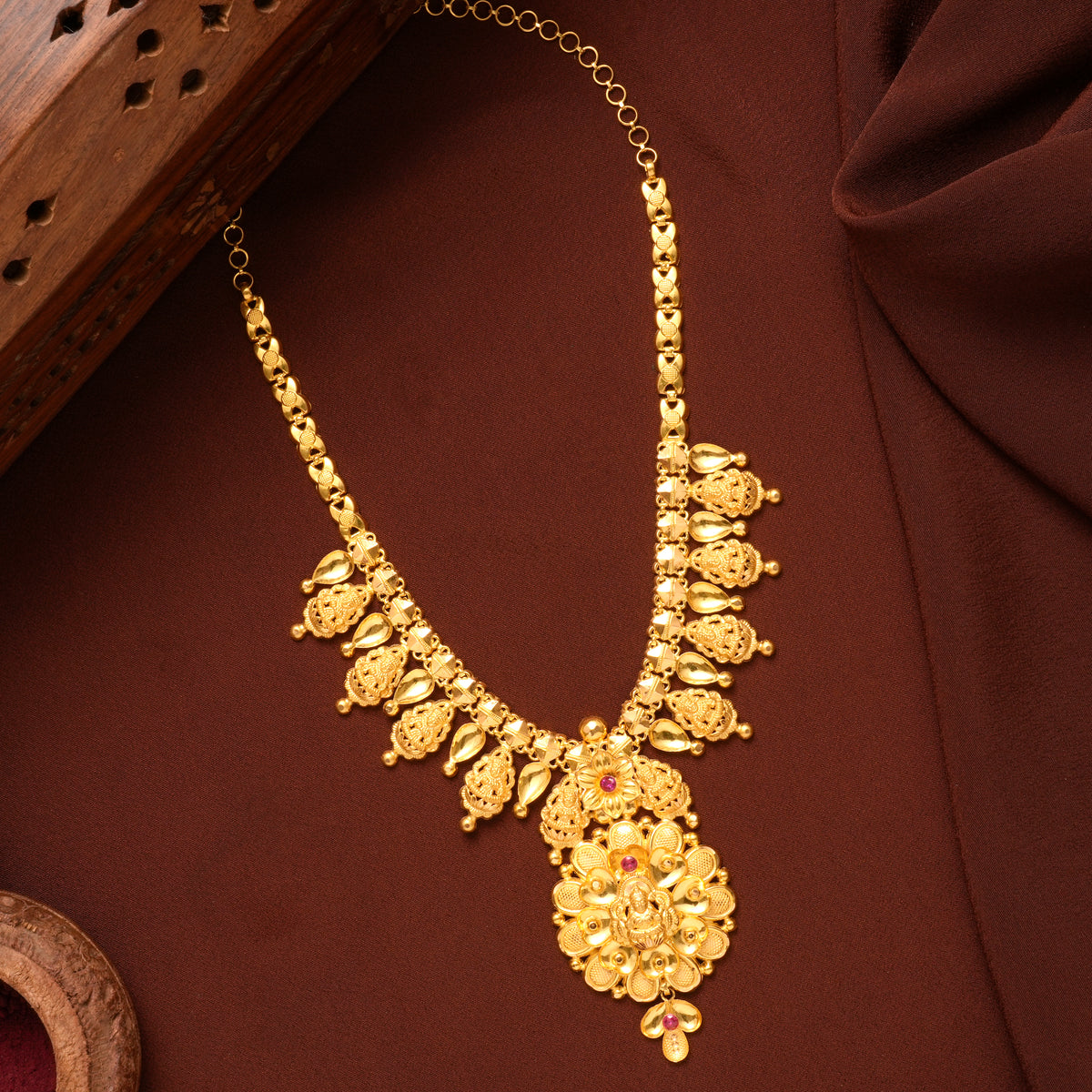 Flower Pattern Lakshmi Devi Gold Haram
