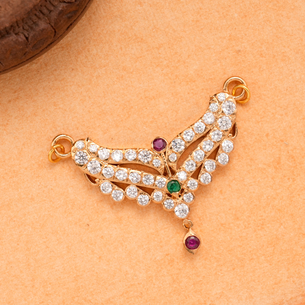 Classic Double Hook Multi Stone Golden Pendant