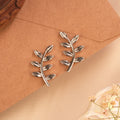 Elegant Leaf Silver Vine Ear Stud