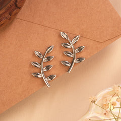 Elegant Leaf Silver Vine Ear Stud