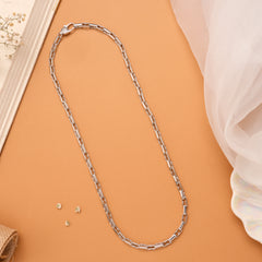 Sleek Rectangular Pattern Silver Chain