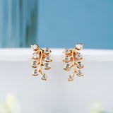 Classic Branch Leaf Pattern Diamond Earring