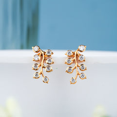 Classic Branch Leaf Pattern Diamond Earring