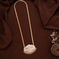Floral Pendant White Stone Golden Chain