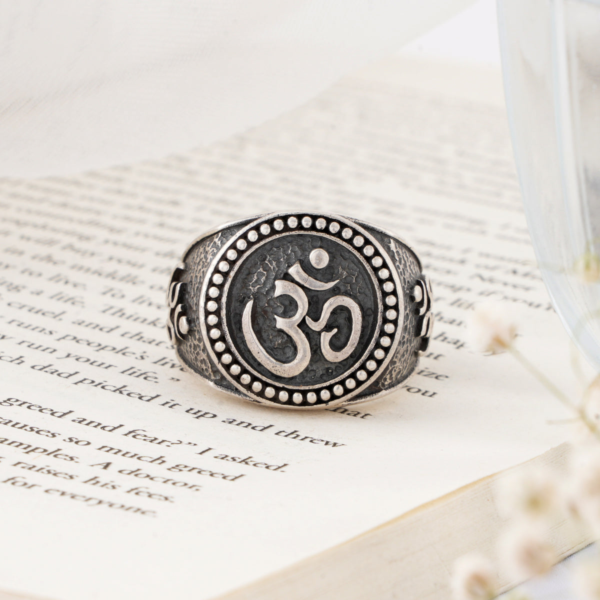 Bold Om Symbol Silver Ring
