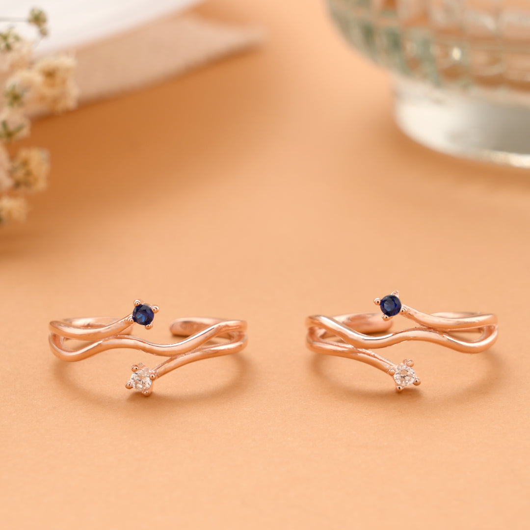 Silver Rose Gold Royal Sapphire Glow Toe Ring