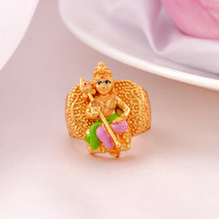 Lord Murugan Gold Plated Silver Ring