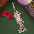 Peacock Glow Silver Keychain