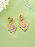 Maple Leaf Dual Tone Gold Earring