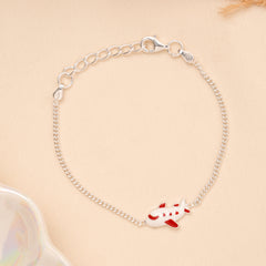 Red Airplane Enamel Baby Silver Bracelet