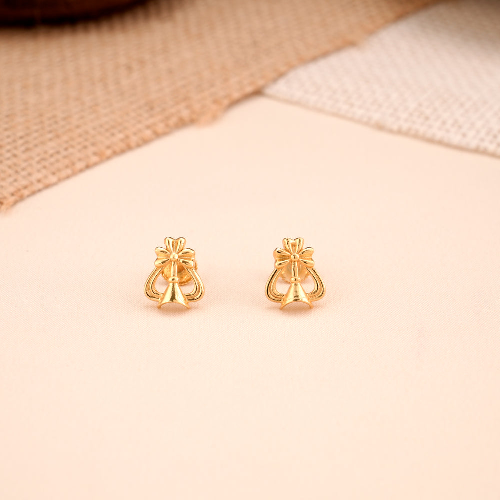 Minimalist Floral Silver Gold Plated Stud