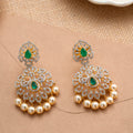Swarovski Emerald Pearl Drops Golden Earring