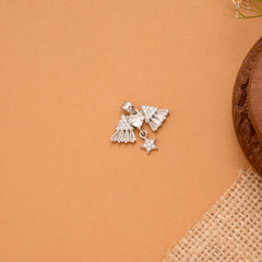 Celestial Wing Heart Star CZ Silver Pendant