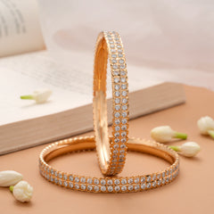 Traditional White Stone Golden Bangles