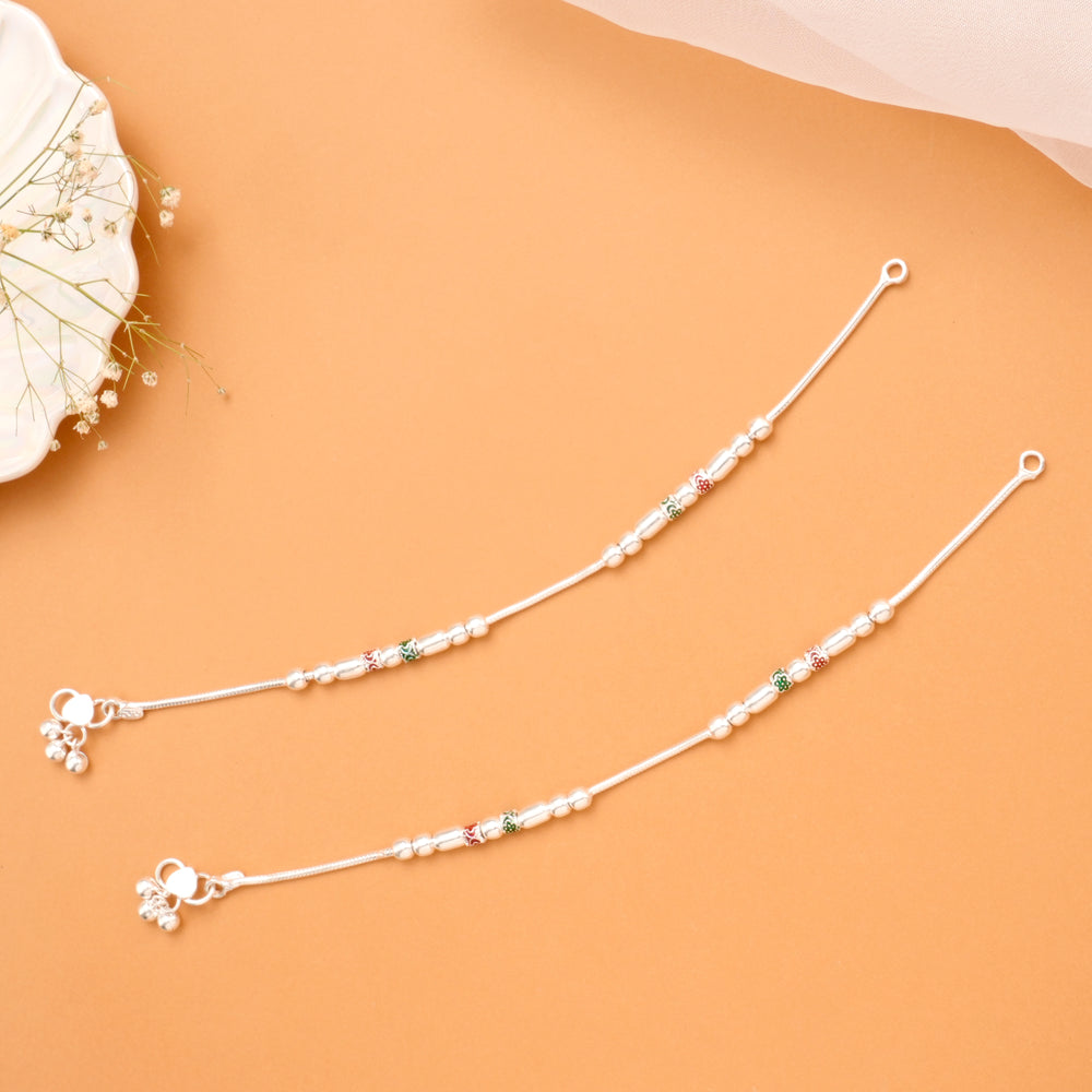 Traditional Floral Enamel Silver Kolusu