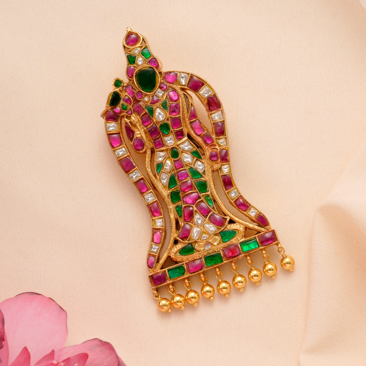 Golden Meenakshi Convertible Pendant & Jada Billa