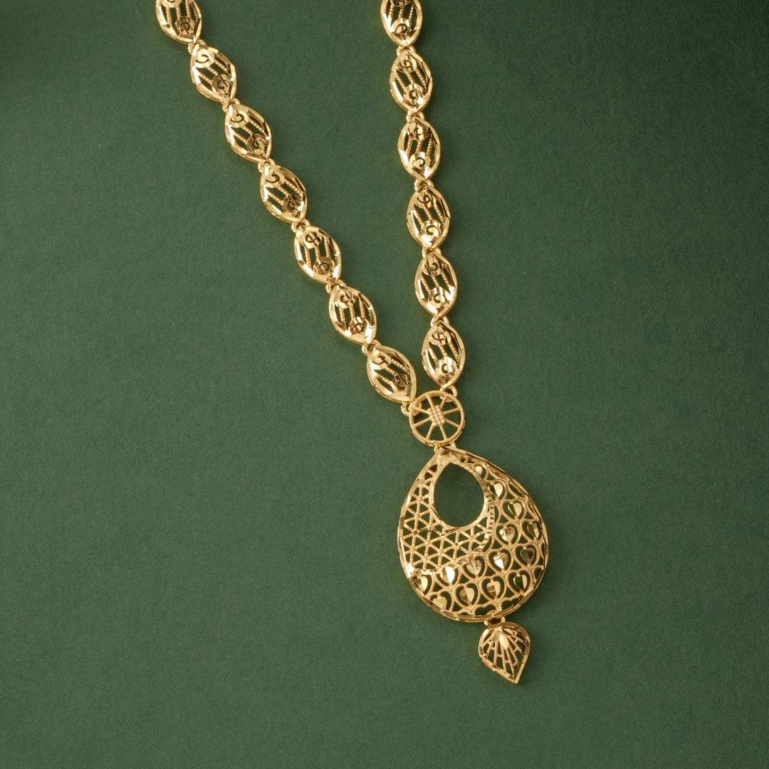 Long Dubai Work Floral Necklace Set