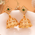 Golden Lakshmi with Hanging Silver Balls Golden Jhumkas