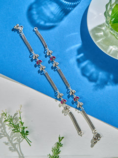 Floral Feather Path Antique Anklet