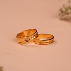 Traditional Engraved Matching Gold Couple Rings