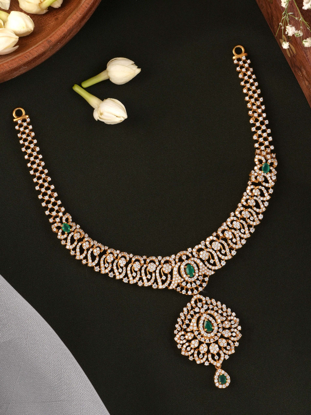 Emerald Radiance Swarovski  Gold Necklace
