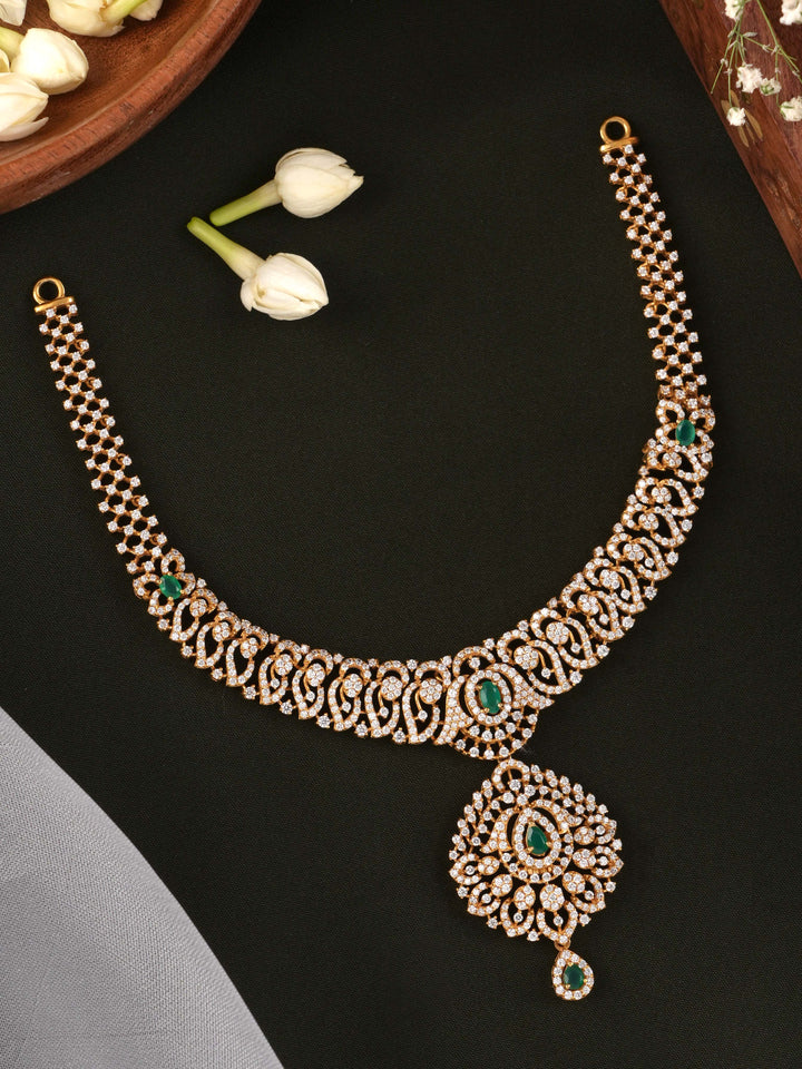 Emerald Radiance Swarovski  Gold Necklace