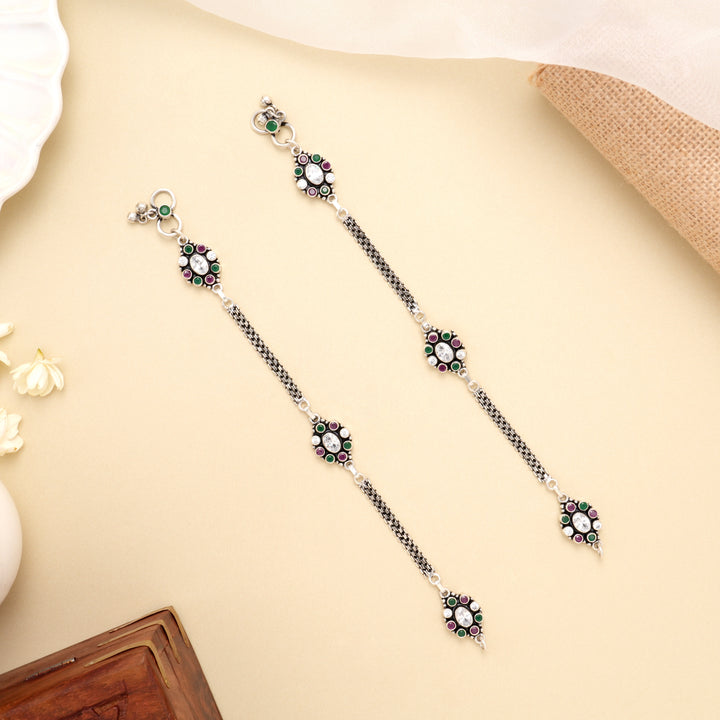 Emerald Ruby Oval Symphony Silver Anklet