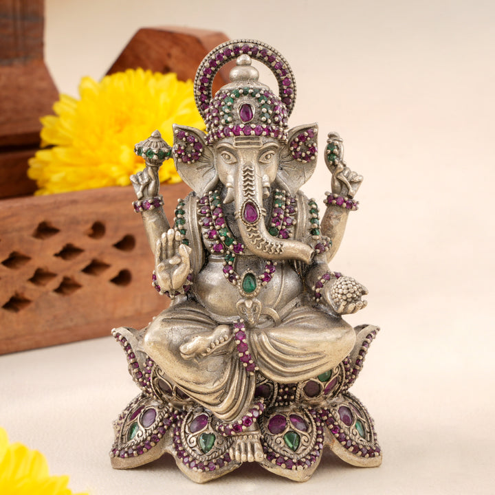 Elegant Antique Silver Vinayaka Murti Idol