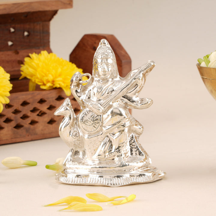 Devotional Saraswathi Silver Idol