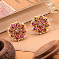 Sparkling Golden Ruby Kundan Stud