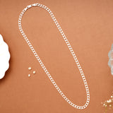 Classic Silver Flat Curb Link Men’s Chain