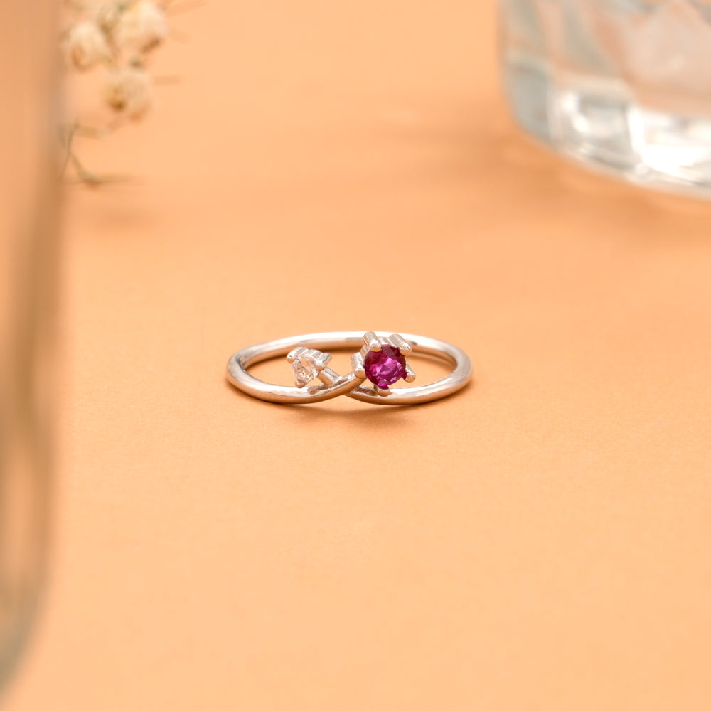 Glittering Dual Tone Colour Silver Ring
